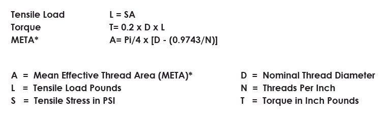 ARC Stud Welding Tech Detail 1 - Formulas for calculating tensile and torque strengths